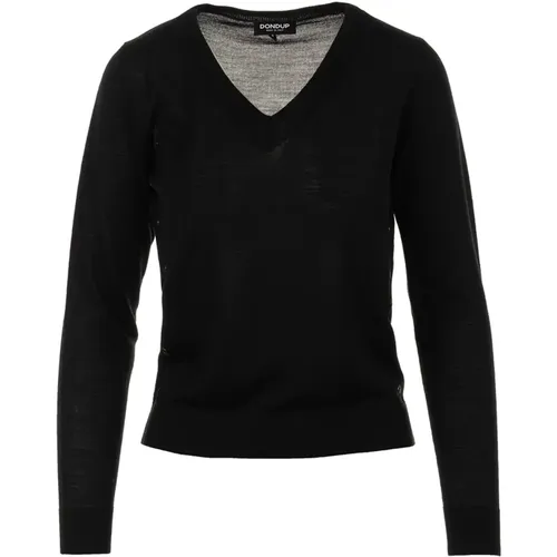 Schwarzer Pullover V-Ausschnitt Stil - Dondup - Modalova