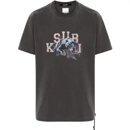 Schwarzes T-Shirt mit Panther-Print , Herren, Größe: 2XL - Ksubi - Modalova