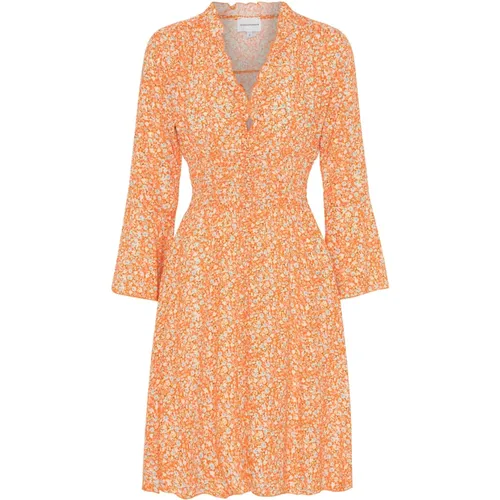 Kurzes Orangenblumenkleid , Damen, Größe: XL - American Dreams - Modalova