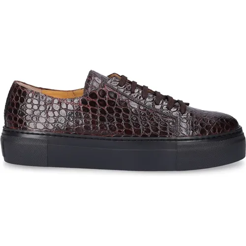 Low Top Sneaker with Embossed Calf Leather , female, Sizes: 4 1/2 UK - Truman's - Modalova
