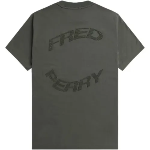 Grünes Warped Graphic T-Shirt , Herren, Größe: S - Fred Perry - Modalova