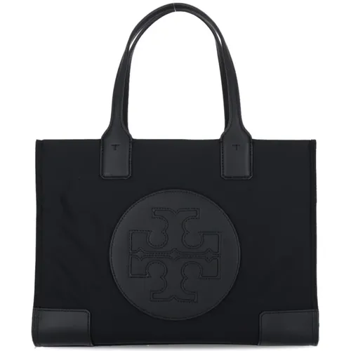 Schwarze Eco-Leder-Schultertasche mit Doppeltem T-Logo , Damen, Größe: ONE Size - TORY BURCH - Modalova