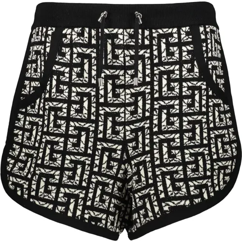 Logo Jacquard Bermuda Shorts , Damen, Größe: 2XL - Balmain - Modalova