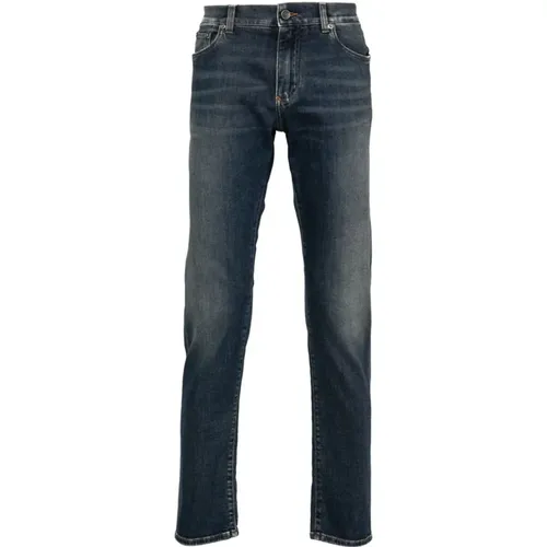 Slim Logo Plate Jeans Stone Washed - Dolce & Gabbana - Modalova