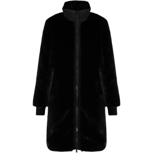 High Neck Fur Coat Zip , female, Sizes: XS - Emporio Armani EA7 - Modalova