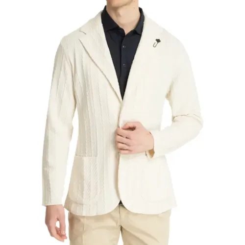 Stylische Jacken für Männer,Einfarbiger Blazer mit Knopfverschluss und Logo-Taschen - Lardini - Modalova