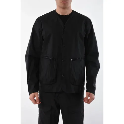 Baumwoll-Overshirt mit Knopfverschluss , Herren, Größe: M - C.P. Company - Modalova