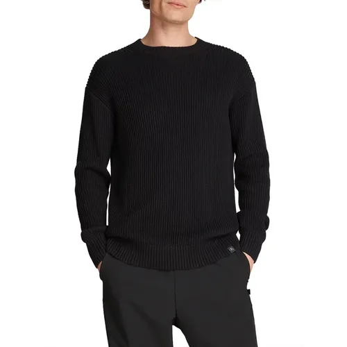 Grey Ribbed Sweater Linear Style , male, Sizes: XS, M, S - Calvin Klein - Modalova