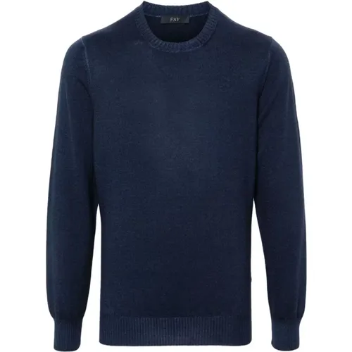 Sweater with Round Neck , male, Sizes: 3XL, S, XL, 2XL, M, L - Fay - Modalova