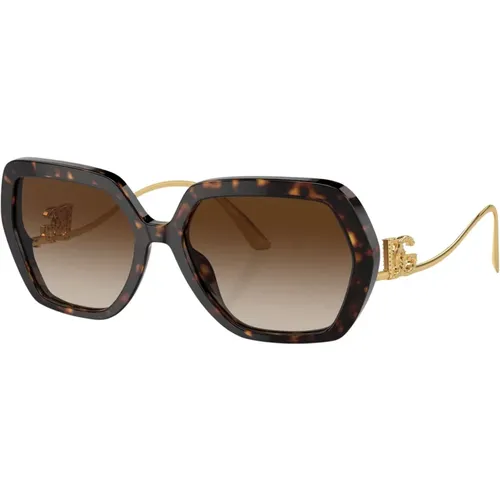 Havana Gold/ Shaded Sunglasses , female, Sizes: 58 MM - Dolce & Gabbana - Modalova