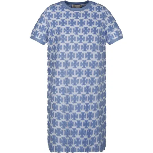 Blau-Weißes Bouclé Kleid , Damen, Größe: XS - TORY BURCH - Modalova