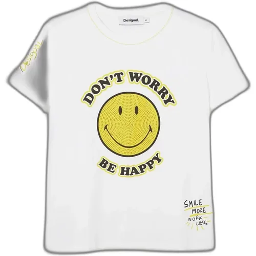 Smiley Spring/Summer Women's T-Shirt , female, Sizes: 2XL, XL, M, S, L - Desigual - Modalova