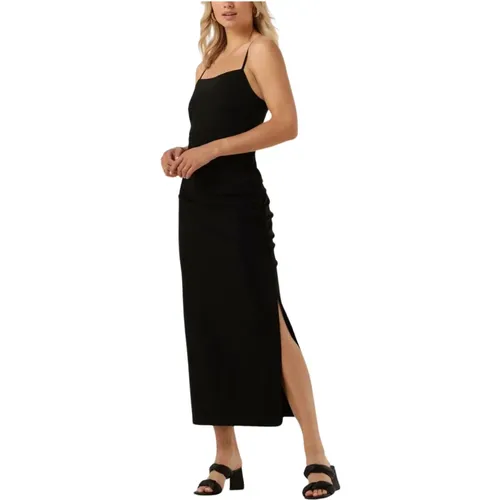 Schwarzes Blinagz Kleid Midi Stil , Damen, Größe: XL - Gestuz - Modalova