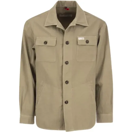 Casual Baumwoll Leinen Overshirt mit Taschen , Herren, Größe: S - Fay - Modalova