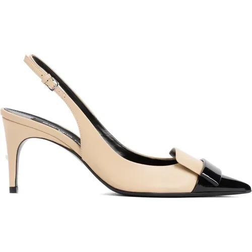 Leder Slingback Stiletto Pumps , Damen, Größe: 37 1/2 EU - Sergio Rossi - Modalova