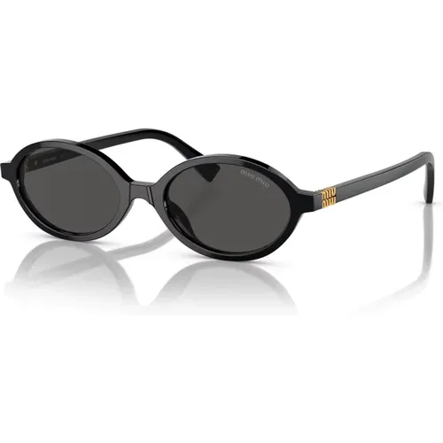 Schwarze/Dunkelgraue Sonnenbrille , Damen, Größe: 50 MM - Miu Miu - Modalova