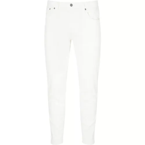 White Velvet Striped Carrot Fit Pants , male, Sizes: W32, W34, W33, W31 - Dondup - Modalova