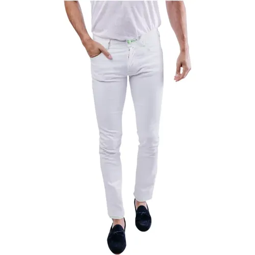 Slim Fit Denim Jeans mit grünen fluoreszierenden Nähten , Herren, Größe: W36 - Jacob Cohën - Modalova
