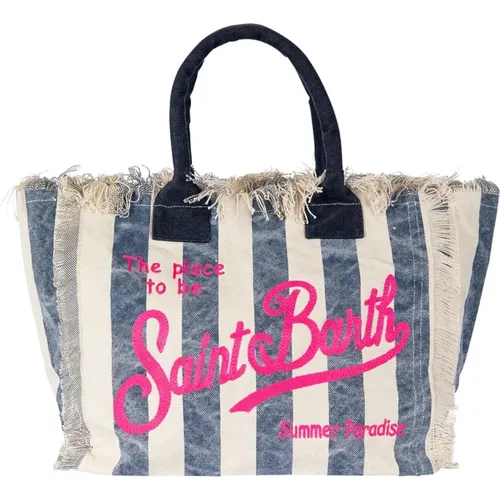 Striped Beach Vanity Bag with Fringes , female, Sizes: ONE SIZE - MC2 Saint Barth - Modalova
