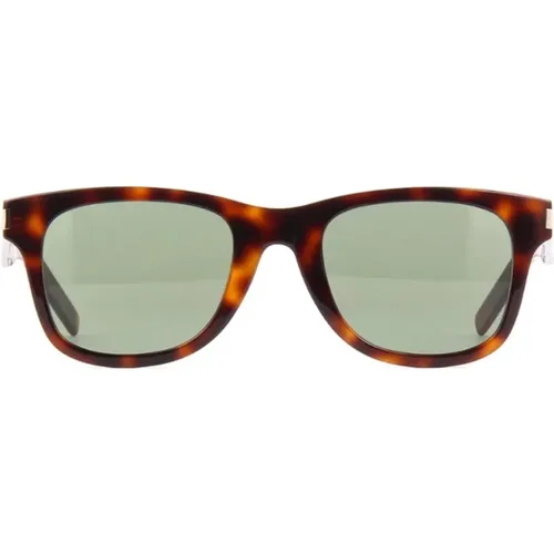 Sl51-B Slim Eckige Sonnenbrille Braun Schildkröte , unisex, Größe: 50 MM - Saint Laurent - Modalova