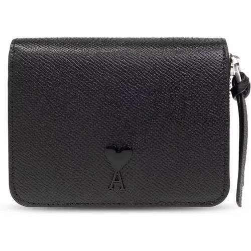 Leather wallet with logo , female, Sizes: ONE SIZE - Ami Paris - Modalova