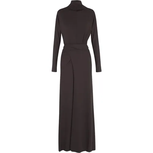 Long dress in graphite cupro stretch , female, Sizes: XL, M, L - Cortana - Modalova