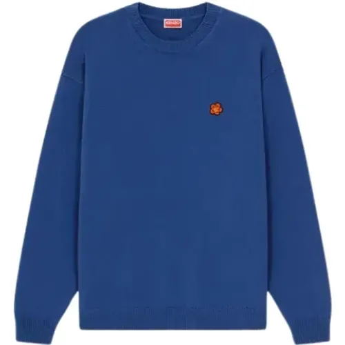 Blauer Blumen Crest Pullover , Herren, Größe: S - Kenzo - Modalova