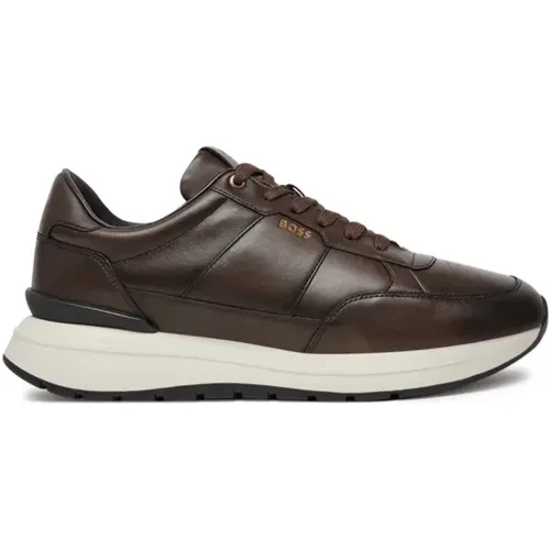 Dunkelbraune Leder Freizeitschuhe - Hugo Boss - Modalova