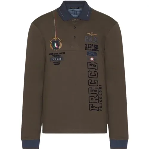 Braune Sweaters mit aufwendigen Stickereien und Drucken , Herren, Größe: XL - aeronautica militare - Modalova
