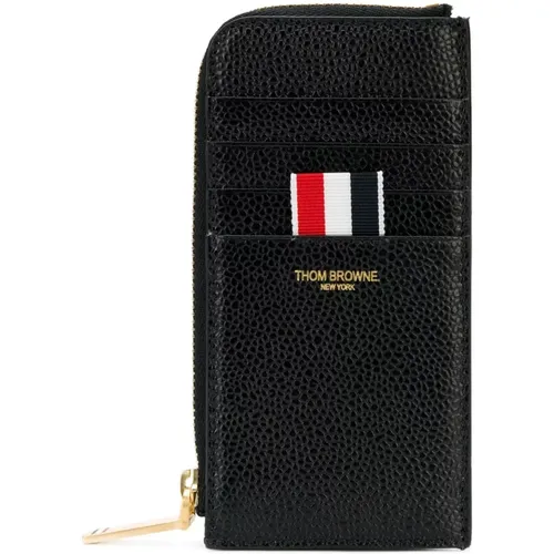 Leather Half Zip Wallet , male, Sizes: ONE SIZE - Thom Browne - Modalova
