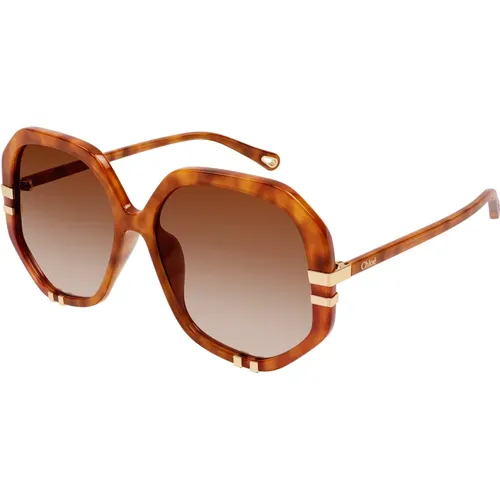 Geometric Havana Sunglasses , female, Sizes: 55 MM, 58 MM - Chloé - Modalova