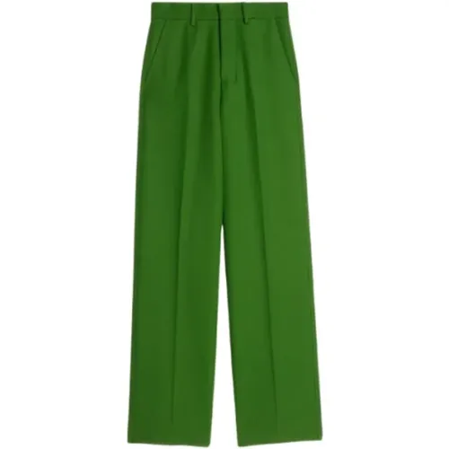 Elegante Grüne Weite Pform Wollhose , Damen, Größe: L - Ami Paris - Modalova