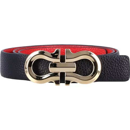 Reversible Gancini Belt + Flame Red , female, Sizes: 75 CM, 85 CM, 80 CM, 90 CM - Salvatore Ferragamo - Modalova