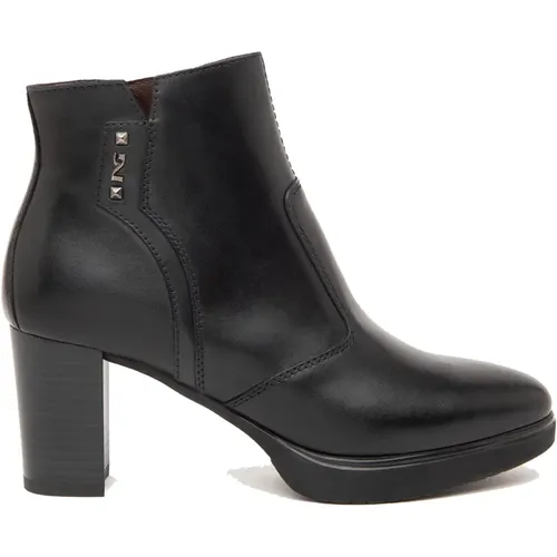 Leather Block Heel Boots , female, Sizes: 7 UK - Nerogiardini - Modalova