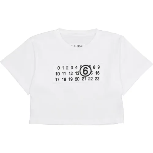 Weißes Kinder T-Shirt mit Frontdruck - MM6 Maison Margiela - Modalova