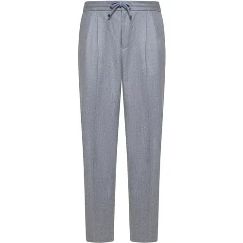 Elasticated Waist Wool Trousers Grey , male, Sizes: 3XL, XL, 2XL, M, S, L - BRUNELLO CUCINELLI - Modalova