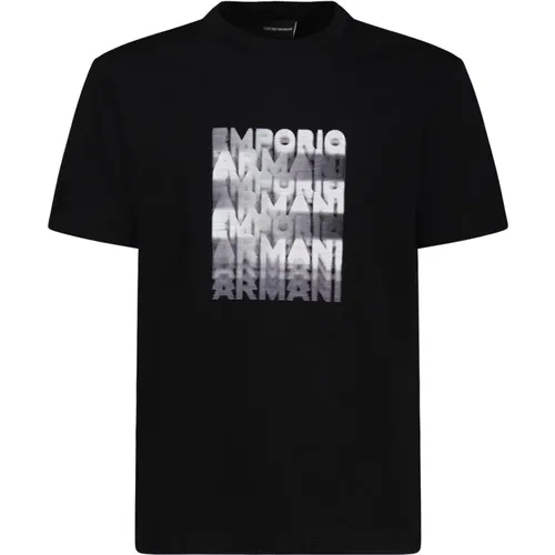 Klassisches Schwarzes Baumwoll-T-Shirt , Herren, Größe: XL - Emporio Armani - Modalova