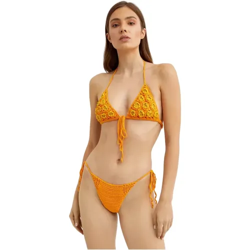 Oranger Häkel-Bikini-Top Alivia , Damen, Größe: L - Cult Gaia - Modalova