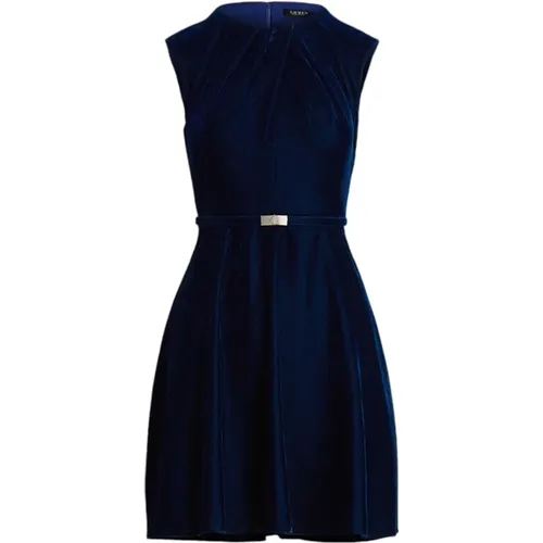 Blaues Samt Fit-and-Flare Kleid - Ralph Lauren - Modalova