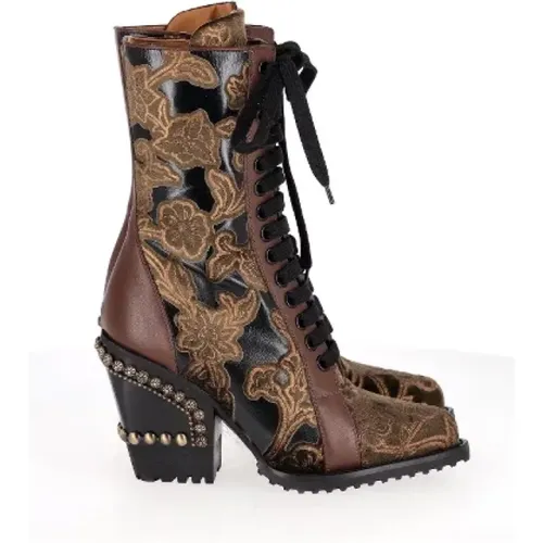 MultiColor Leather Mid Calf Boots , female, Sizes: 5 1/2 UK - Chloé Pre-owned - Modalova