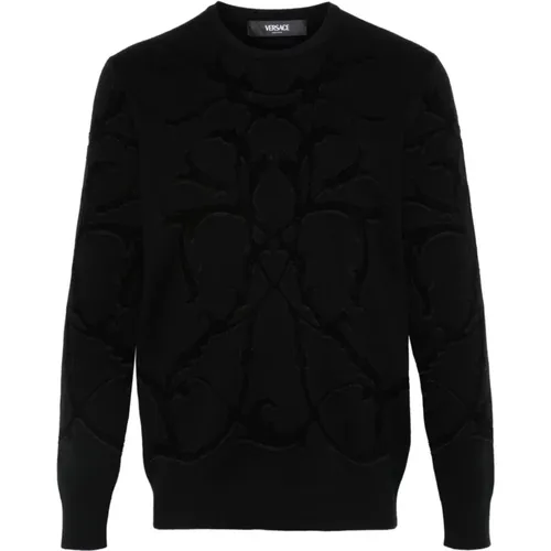 Knitted Acanthus Leaves Sweater , male, Sizes: M, L - Versace - Modalova