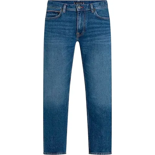 Denim Jeans Regular Fit Knopfverschluss , Herren, Größe: W35 L32 - Tommy Hilfiger - Modalova