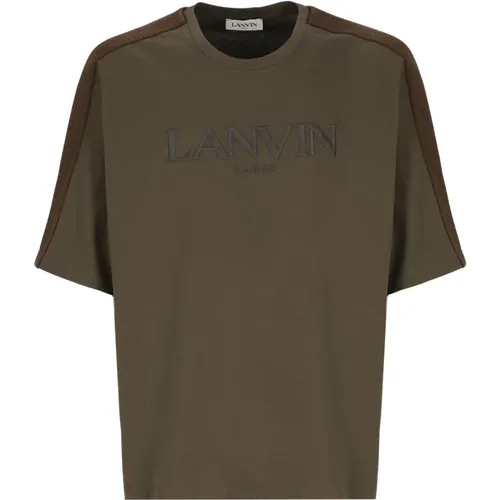 Grünes T-Shirt mit Rundhalsausschnitt , Herren, Größe: L - Lanvin - Modalova