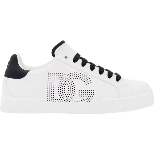 Low-Top Sneakers Leather Lace-up , male, Sizes: 10 UK, 7 1/2 UK - Dolce & Gabbana - Modalova