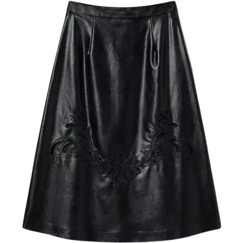 Embroidered Nappa Leather Skirt , female, Sizes: M - Twinset - Modalova