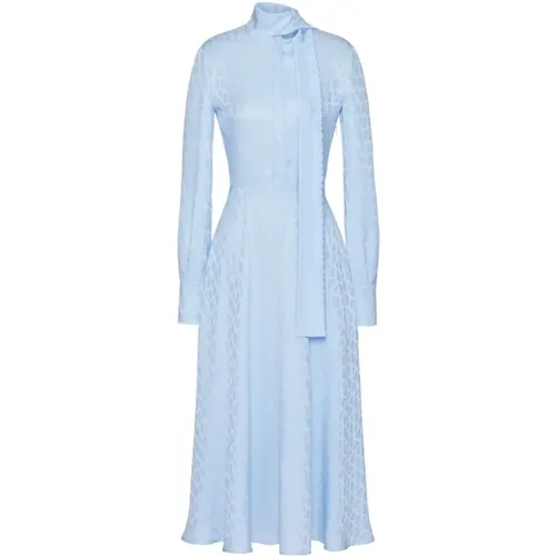 Clear Silk Dress with Scarf Detail , female, Sizes: S, XS - Valentino Garavani - Modalova