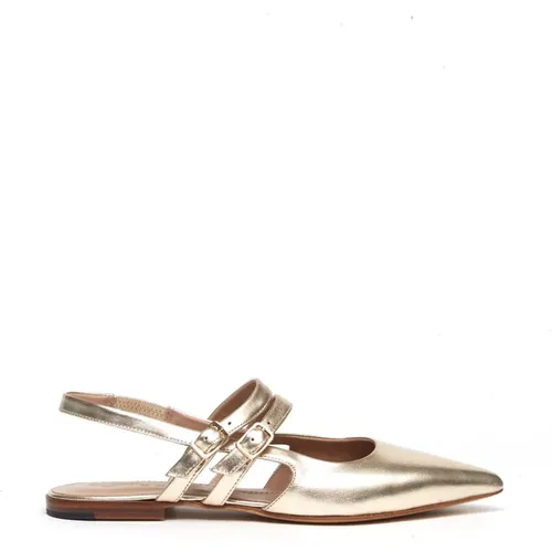 Goldene Leder Slingback Sandalen , Damen, Größe: 38 EU - Pomme D'or - Modalova