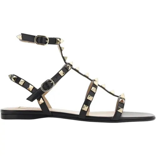 Leather Sandals with Studs , female, Sizes: 4 1/2 UK, 4 UK - Valentino Garavani - Modalova