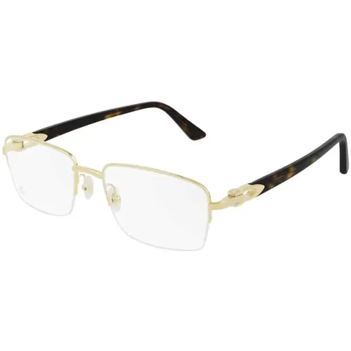 Gold Havana Transparent Glasses , unisex, Sizes: 54 MM - Cartier - Modalova