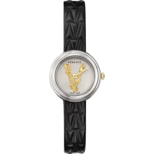 V-Virtus Leather Strap Watch , female, Sizes: ONE SIZE - Versace - Modalova